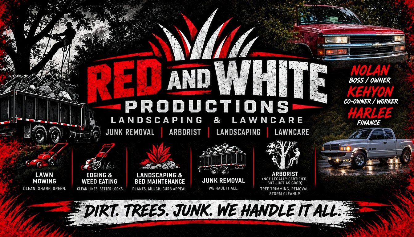 Red and White Productions business card